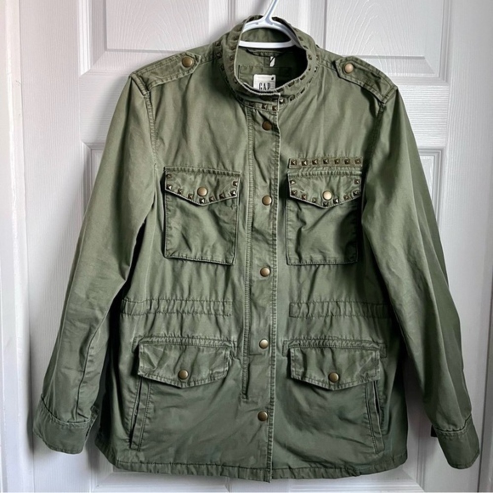 3/30$💥 Gap utility jacket green stud Medium long sleeve spring autumn military